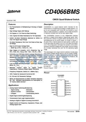 CD4066 datasheet - CMOS 4-Bit Magnitude Comparator