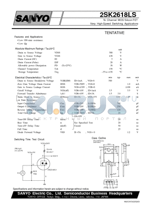 2SK2618LS datasheet - N- Channel MOS Silicon FET Very High-Speed Switching Applications