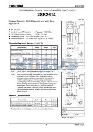 2SK2614_09 datasheet - Chopper Regulator, DC-DC Converter and Motor Drive Applications