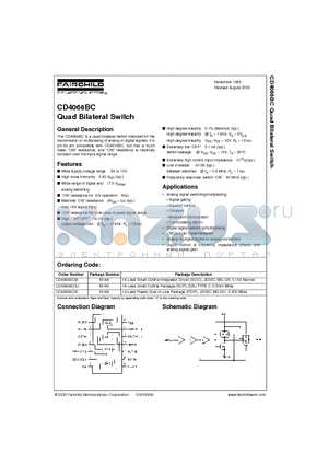 CD4066BC datasheet - Quad Bilateral Switch