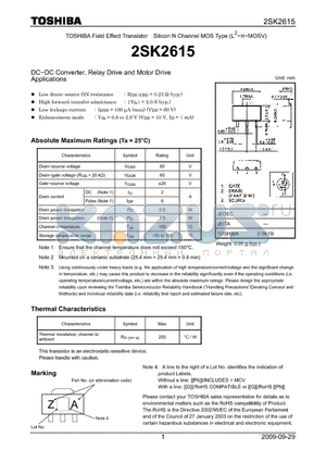 2SK2615_09 datasheet - DC−DC Converter, Relay Drive and Motor Drive Applications