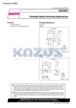 2SK2631 datasheet - Ultrahigh-Speed Switching Applications