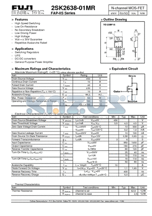 2SK2638-01MR datasheet - N-channel MOS-FET