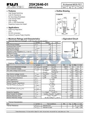 2SK2646-01 datasheet - N-channel MOS-FET