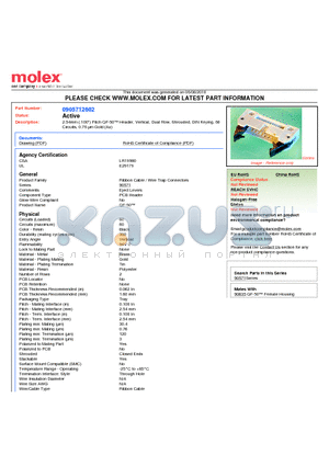 0905712602 datasheet - 2.54mm (.100) Pitch QF-50 Header, Vertical, Dual Row, Shrouded, DIN Keying, 60 Circuits, 0.76 lm Gold (Au)