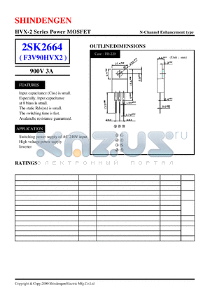 2SK2664 datasheet - HVX-2 Series Power MOSFET(900V 3A)