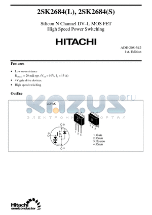 2SK2684S datasheet - Silicon N Channel DV-L MOS FET High Speed Power Switching