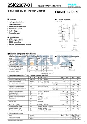 2SK2687-01 datasheet - N-CHANNEL SILICON POWER MOSFET