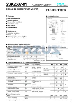 2SK2687-01_05 datasheet - N-CHANNEL SILICON POWER MOSFET