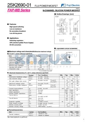 2SK2690-01 datasheet - N-CHANNEL SILICON POWER MOSFET