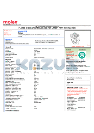 0905841318 datasheet - 1.27mm (.050) Pitch Picoflex^ PF-50 IDT Receptacle, Low Profile, Board-In, 18 Circuits