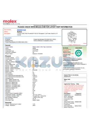 0905841324 datasheet - 1.27mm (.050) Pitch Picoflex^ PF-50 IDT Receptacle, Low Profile, Board-In, 24 Circuits