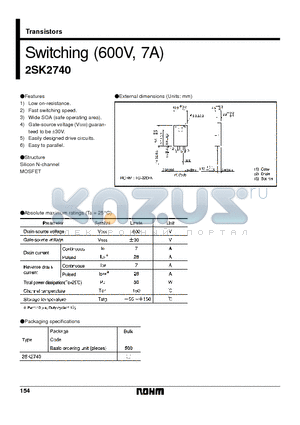 2SK2740 datasheet - Switching (600V, 7A)