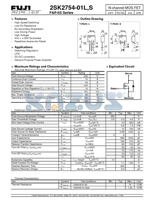 2SK2754-01L datasheet - N-channel MOS-FET