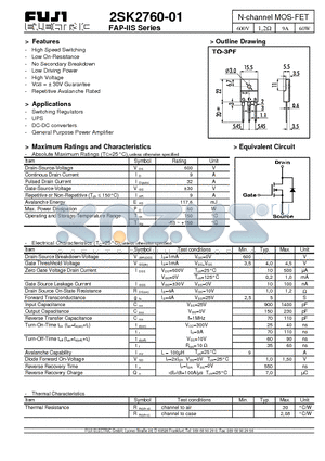 2SK2760-01 datasheet - N-channel MOS-FET