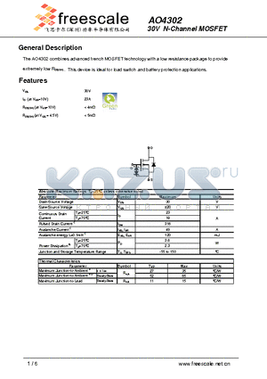 AO4302 datasheet - 30V N-Channel MOSFET