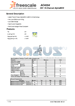 AO4354 datasheet - 30V N-Channel AlphaMOS