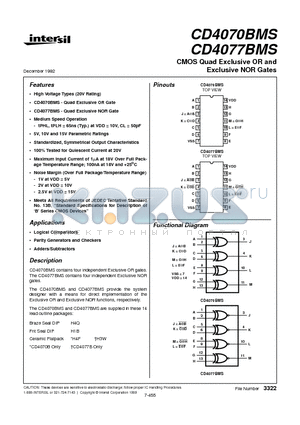 CD4070BMS datasheet - CMOS Quad Exclusive OR and Exclusive NOR Gates