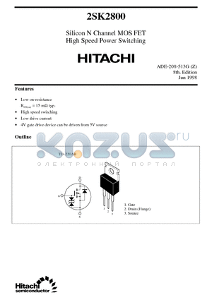 2SK2800 datasheet - Silicon N Channel MOS FET High Speed Power Switching