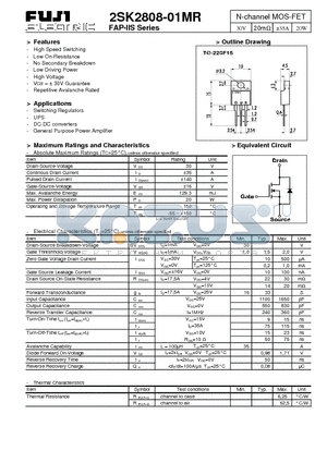 2SK2808-01MR datasheet - N-channel MOS-FET