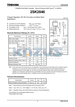 2SK2846_09 datasheet - Chopper Regulator, DC−DC Converter and Motor Drive