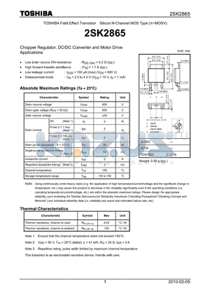 2SK2865_10 datasheet - Chopper Regulator, DC/DC Converter and Motor Drive Applications