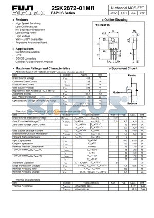 2SK2872-01MR datasheet - N-channel MOS-FET