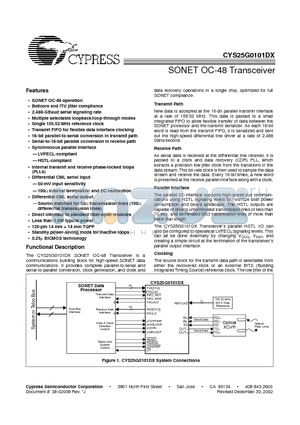 CYS25G0101DX-ATC datasheet - SONET OC-48 Transceiver