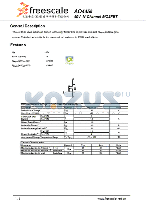 AO4450 datasheet - 40V N-Channel MOSFET