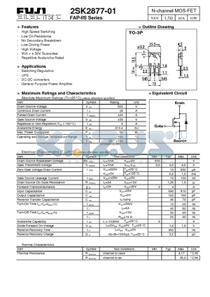 2SK2877-01 datasheet - N-channel MOS-FET