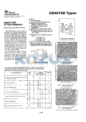 CD4076B datasheet - CMOS 4-BIT D-TYPE REGISTERS