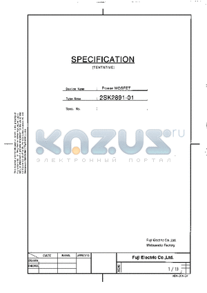 2SK2891-01 datasheet - Power MOSFET