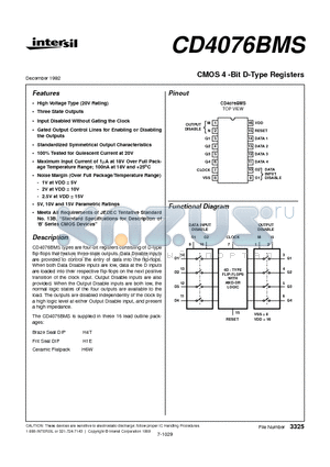 CD4076BMS datasheet - CMOS 4 -Bit D-Type Registers