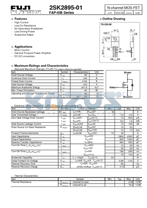 2SK2895-01 datasheet - N-channel MOS-FET