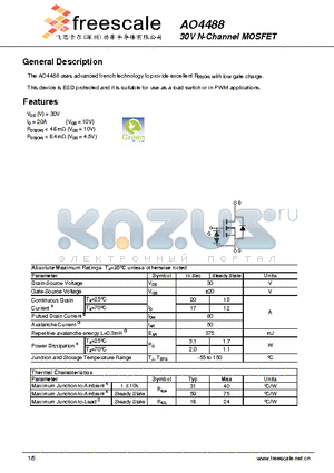 AO4488 datasheet - 30V N-Channel MOSFET