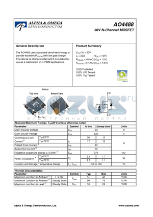 AO4488 datasheet - 30V N-Channel MOSFET