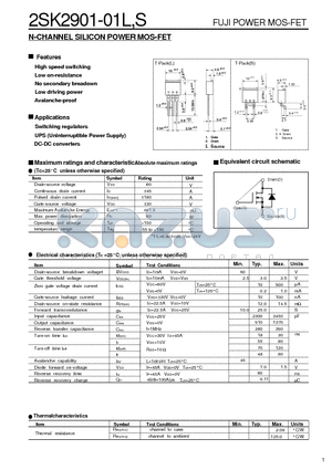 2SK2901-01L datasheet - N-CHANNEL SILICON POWER MOS-FET