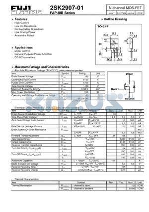 2SK2907-01 datasheet - N-channel MOS-FET