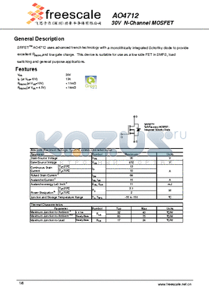 AO4712 datasheet - 30V N-Channel MOSFET