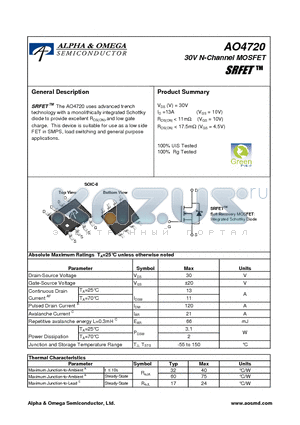 AO4720_10 datasheet - 30V N-Channel MOSFET