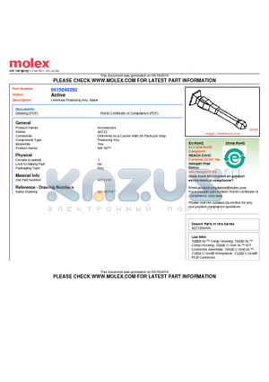 15-04-0292 datasheet - Universal Polarizing Key, Black