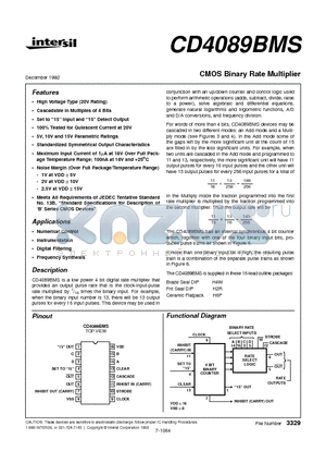 CD4089BMS datasheet - CMOS Binary Rate Multiplier