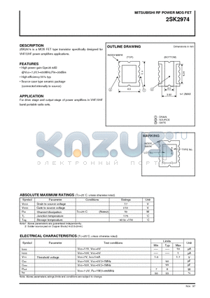 2SK2974 datasheet - RF POWER MOS FET(VHF/UHF power amplifiers)
