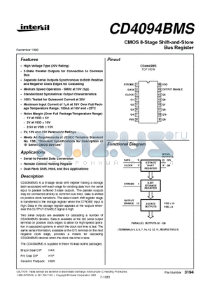 CD4094 datasheet - CMOS 8-Stage Shift-and-Store Bus Register