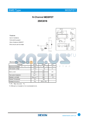 2SK3018 datasheet - N-Channel MOSFET