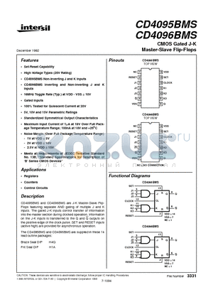 CD4095BMS datasheet - CMOS Gated J-K Master-Slave Flip-Flops