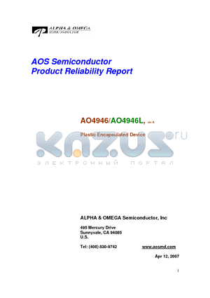 AO4946 datasheet - Plastic Encapsulated Device