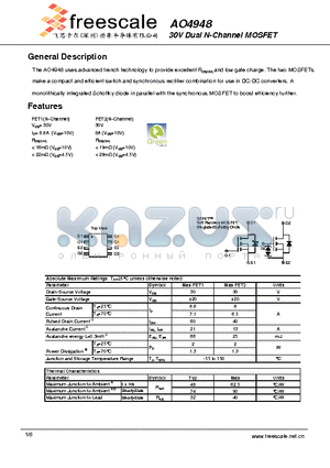 AO4948 datasheet - 30V Dual N-Channel MOSFET