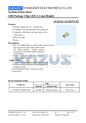 15-21-S2C-AL2M2VY-2T datasheet - 1206 Package Chip LED (1.1 mm Height)