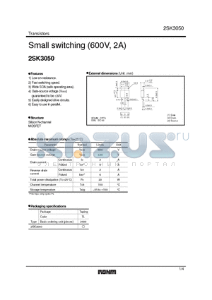 2SK3050 datasheet - Small switching (600V, 2A)